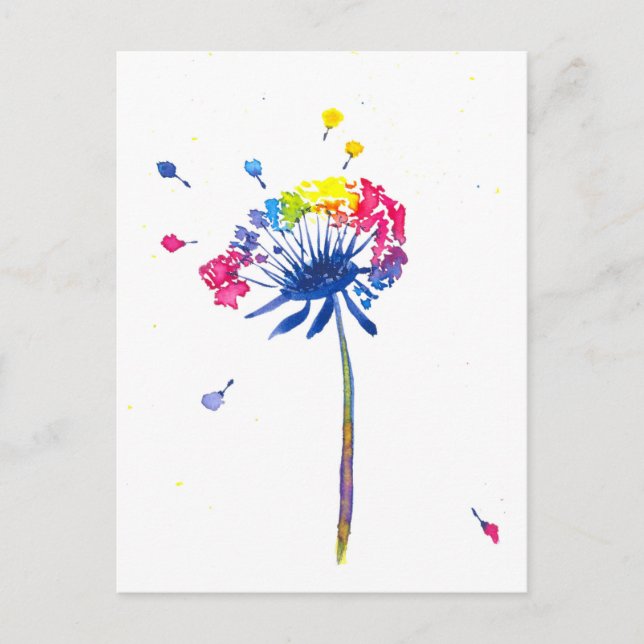 Färgfläckat vykort för regnbåge (Framsida)