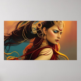 Färgfläckblå juveler från indianerna Poster