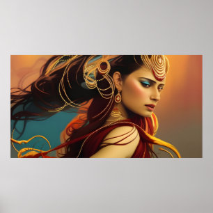 Färgfläckblå juveler från indianerna Poster