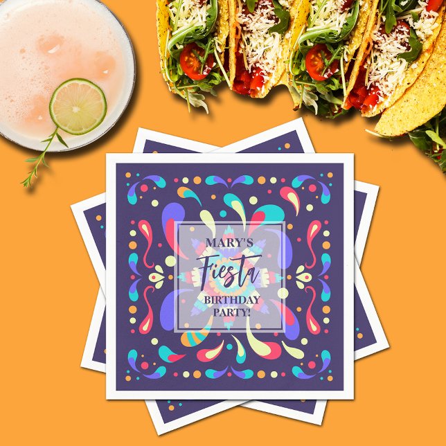 Färgfläckblå Pappersservett (Colorful Mexican Fiesta Blue Napkins)