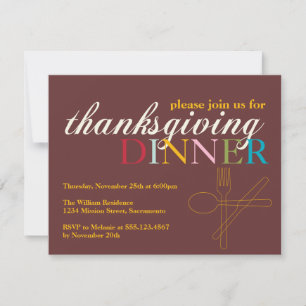 Färgfläckbrun Thanksgiving middagsgaffel knivar Inbjudningar