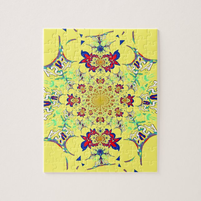 Färgfläckdesign för Bright blommigt Pussel (Vertikal)