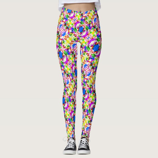 Färgfläckdesign för utspädda platta leggings (Framsida)