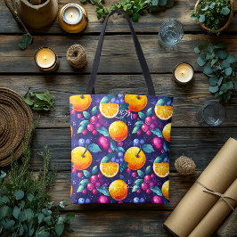 Färgfläcken Fruit Mönster Tote Bag - Personlig Tygkasse