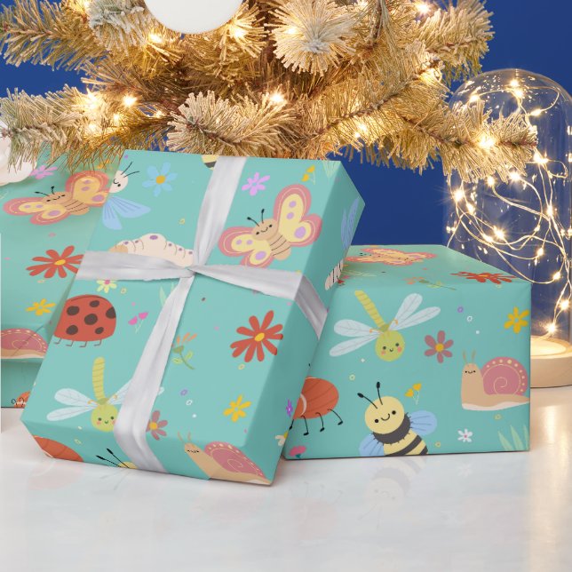 Färgfläcken Kryp Barns födelsedag Presentpapper (Helgdagar)