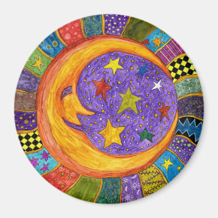 Färgfläcken Sol, Måne och Stars Magnet
