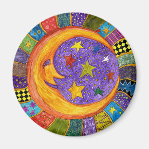 Färgfläcken Sol, Måne och Stars Magnet