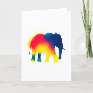 Färgfläckfärg Elephant Silhouette Kort