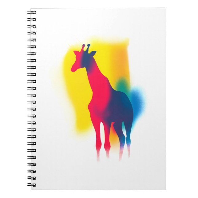 Färgfläckfärg Giraffe Silhouette Anteckningsbok (Framsidan)