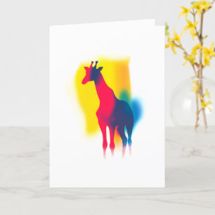 Färgfläckfärg Giraffe Silhouette Kort