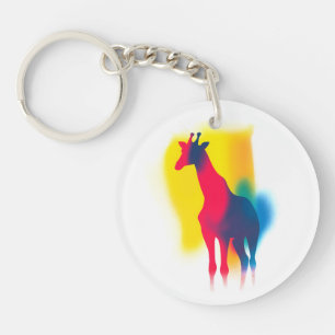 Färgfläckfärg Giraffe Silhouette Round