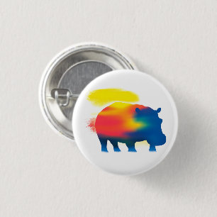 Färgfläckfärg Hippopotamus Round-knapp Knapp