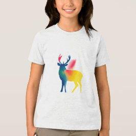 Färgfläckfärg Hjort Silhouette Kids T Shirt
