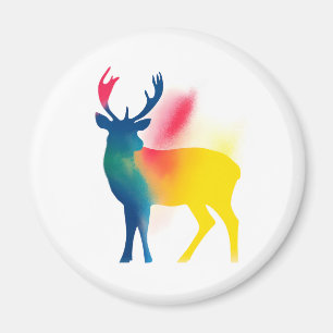 Färgfläckfärg Hjort Silhouette Magnet