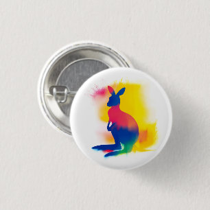 Färgfläckfärg Kangaroo Round Button Knapp