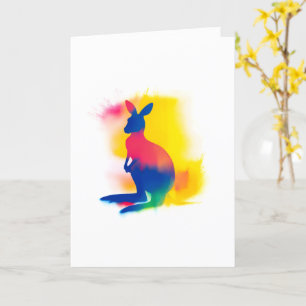 Färgfläckfärg Kangaroo Silhouette Kort