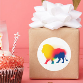 Färgfläckfärg Lejon Silhouette-stickers Runt Klistermärke