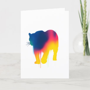 Färgfläckfärg Leopard Silhouette-kort Kort