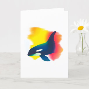 Färgfläckfärg Orca Silhouette-kort Kort