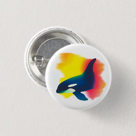 Färgfläckfärg Orca Silhouette Round Button Knapp
