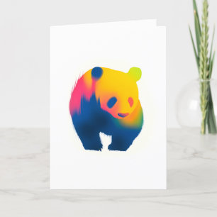 Färgfläckfärg Panda Silhouette Kort
