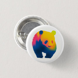 Färgfläckfärg Panda Silhouette Round Button Knapp