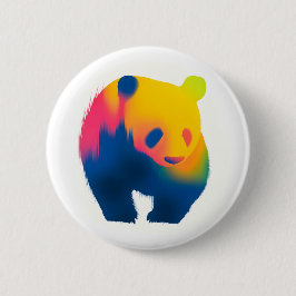 Färgfläckfärg Panda Silhouette Round Button Knapp
