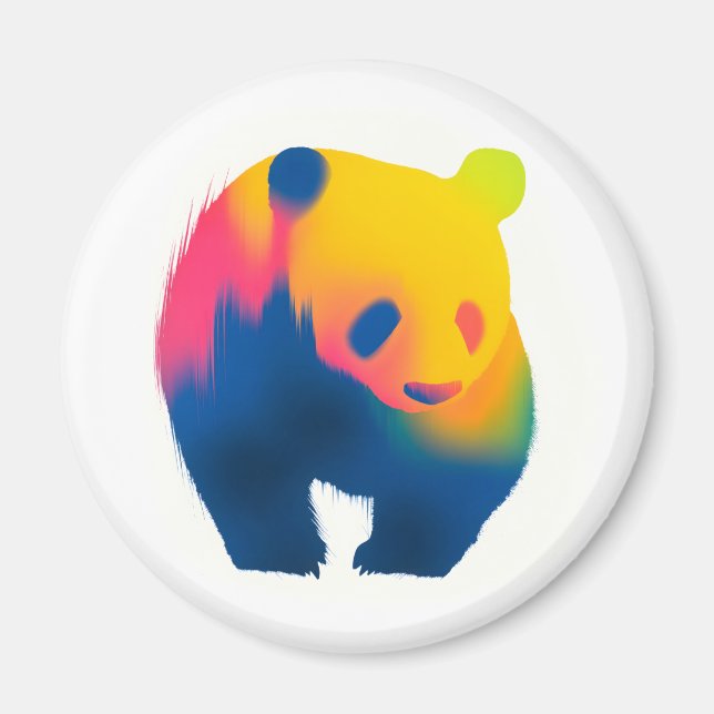 Färgfläckfärg Panda Silhouette Round Magnet (Framsidan)