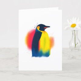 Färgfläckfärg Penguin Silhouette Kort