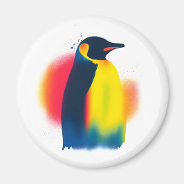 Färgfläckfärg Penguin Silhouette Round Magnet