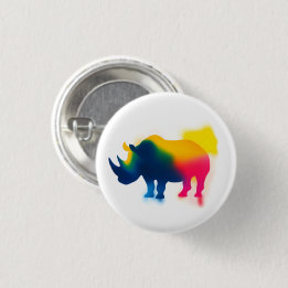 Färgfläckfärg Rhinoceros Round Button Knapp