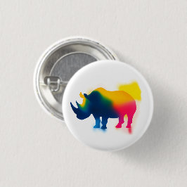 Färgfläckfärg Rhinoceros Round Button Knapp
