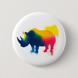 Färgfläckfärg Rhinoceros Round Button Knapp
