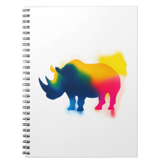 Färgfläckfärg Rhinoceros Silhouette Anteckningsbok