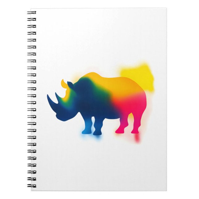 Färgfläckfärg Rhinoceros Silhouette Anteckningsbok (Framsidan)