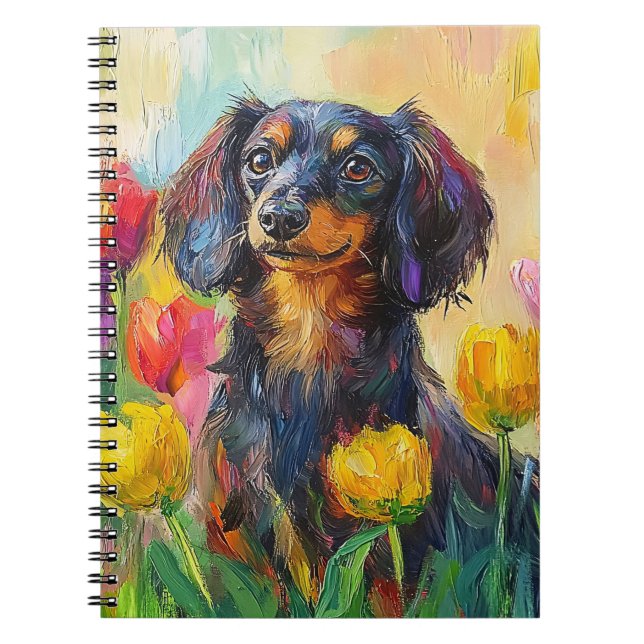Färgfläckfärgning av kute Dachshund Anteckningsbok (Framsidan)