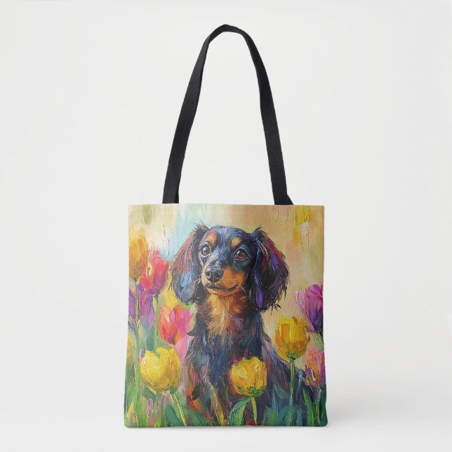 Färgfläckfärgning av kute Dachshund Tygkasse (Framsida)