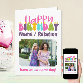 Färgfläckfoto för ljus i grattis på födelsedagen kort