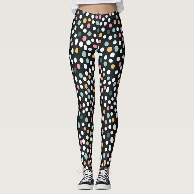 Färgfläckfri polka dots Pastel Mönster Leggings (Framsida)