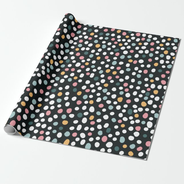 Färgfläckfri polka dots Pastel Mönster Wra Presentpapper (Utrullad)
