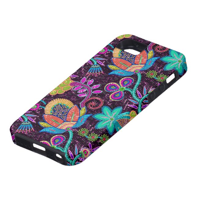 Färgfläckglass Pärlor Exotic Flowers Mönster Case-Mate iPhone Skal (Underdel)
