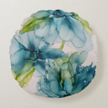 Färgfläckig Abstrakt Blått och Grönt Blommigt Art