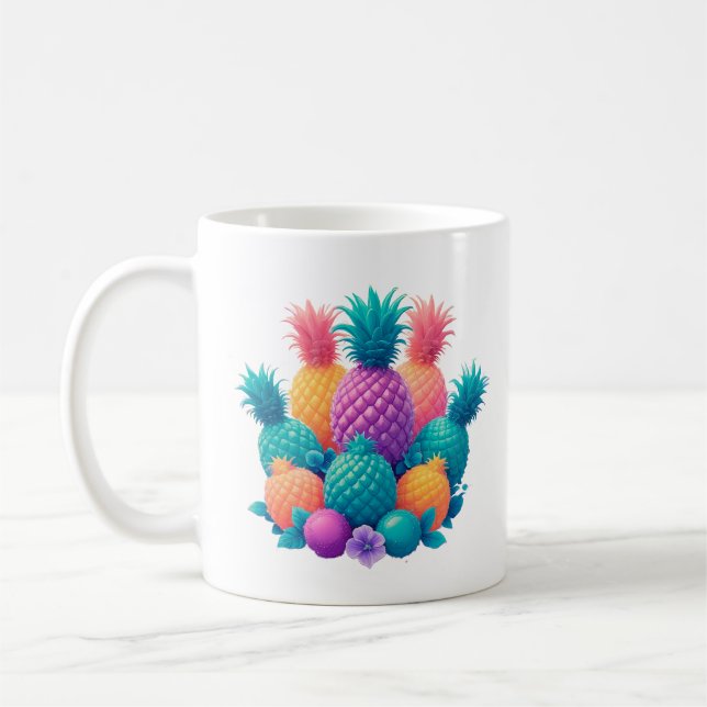 Färgfläckig ananas kaffemugg (Vänster)