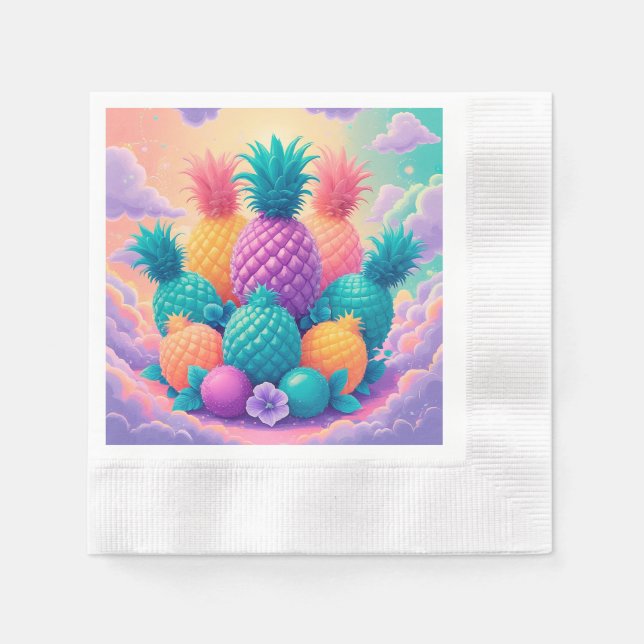 Färgfläckig ananas pappersservett (Framsidan)