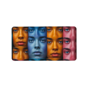 Färgfläckig Ansikte Mönster Adressetikett