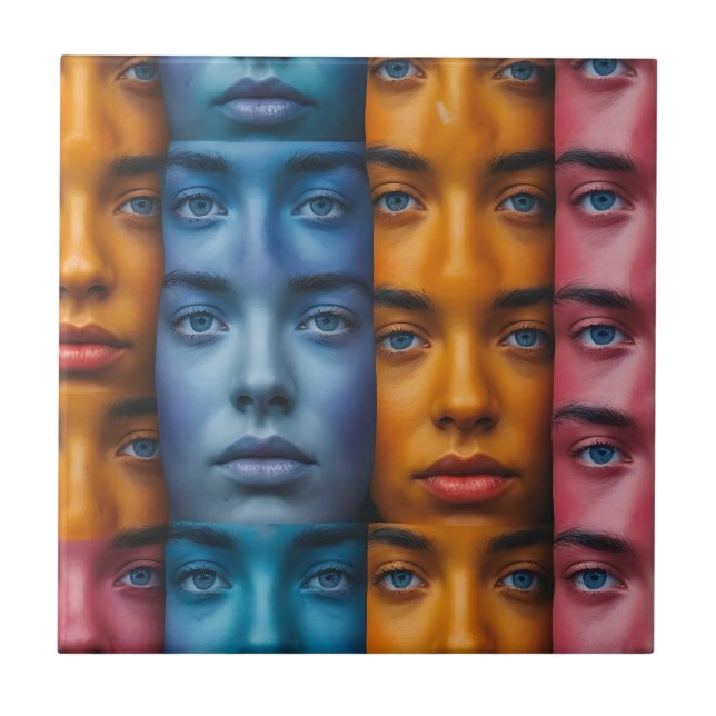 Färgfläckig Ansikte Mönster Kakelplatta (Framsidan)