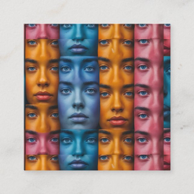 Färgfläckig Ansikte Mönster Tilläggskort (Framsida)