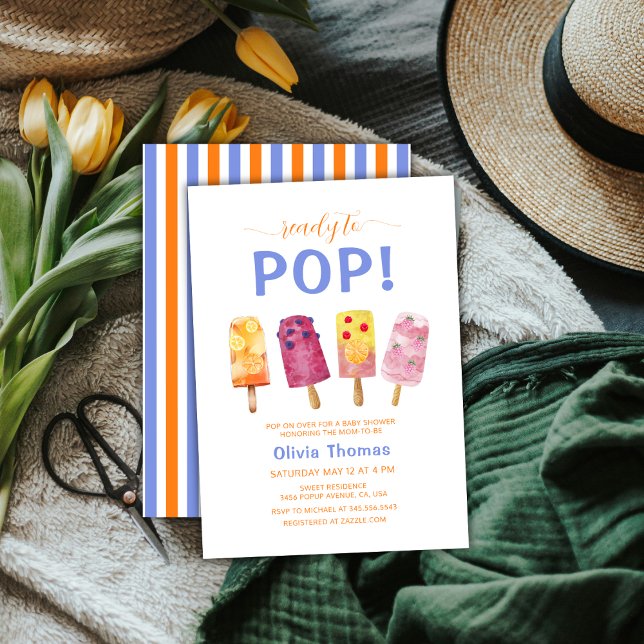 Färgfläckig babystövel av fruktjuice inbjudningar (Colorful Fruit Ice Cream Popcicle Baby Shower Invitation)