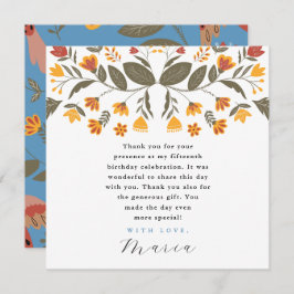 Färgfläckig blå fiesta 15:e födelsedagen Tack Inbjudningar