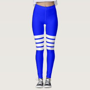 Färgfläckig blå Retro-Rand-stripe Mönster Leggings